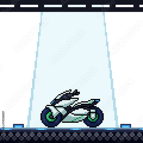 pixel art of future motorcycle spotlight