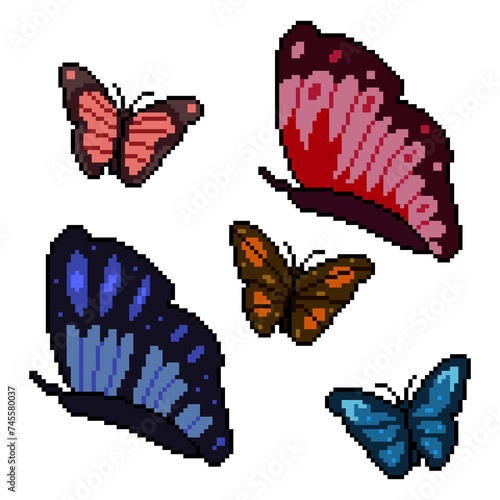 pixel art colorful butterfly insect
