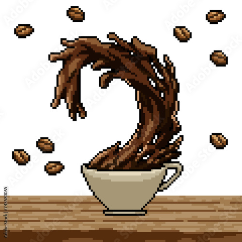 pixel art of black coffee drink