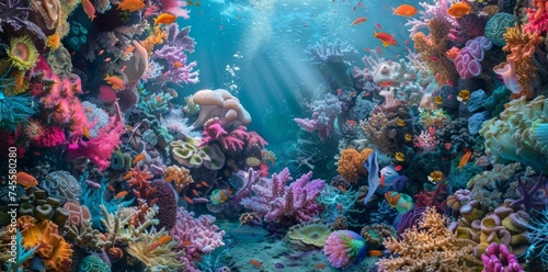 Colorful Coral Reef Teeming With Fish © Yana