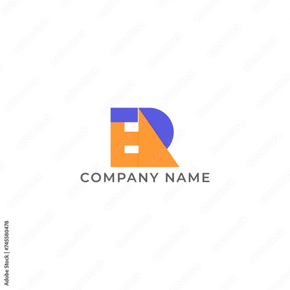 Fototapeta premium ILLUSTRATION LETTER E AND R GEOMETRIC LOGO ICON FLAT COLOR TEMPLATE SIMPLE MINIMALIST ELEMENT DESIGN SIMPLE VECTOR GOOD FOR APPS, BRAND 
