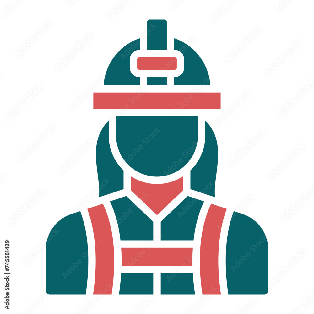 Firefighter Female Icon Style Firefighter Female Icon Style