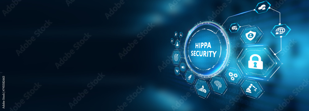 Cyber security data protection business technology privacy concept. Hippa Security. 3d illustration Cyber security data protection business technology privacy concept. Hippa Security. 3d illustration