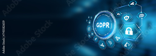 GDPR Data Protection Regulation European Law Cyber security compliance. 3d illustration photo