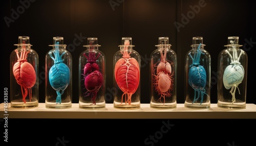 Human heart inside a glass