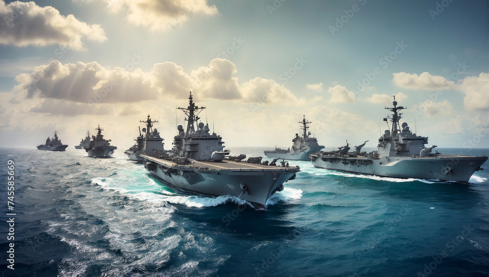 Military Ships at Sea Navy Vessels in the Pacific