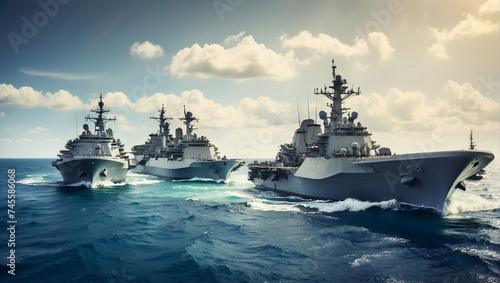 Military Ships at Sea Navy Vessels in the Pacific