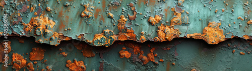 Rusted Metal Surface With Green and Orange Paint
