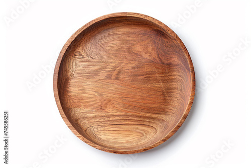 Wooden plate or tray isolated on white background