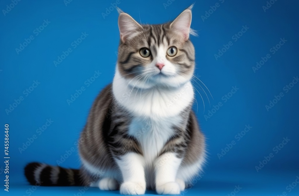 Cat on a blue background