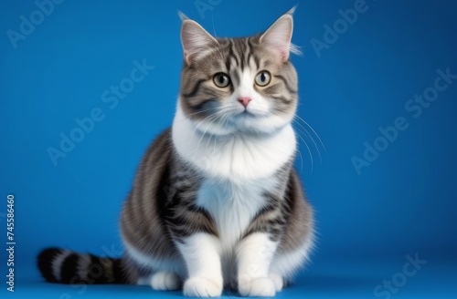 Cat on a blue background