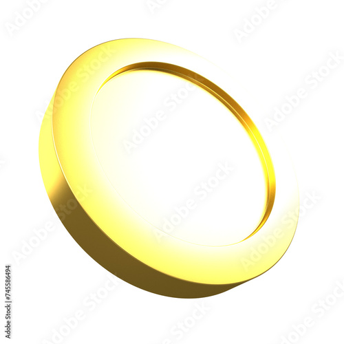 Gold Glossy Coins Set PNG. Transparent Background