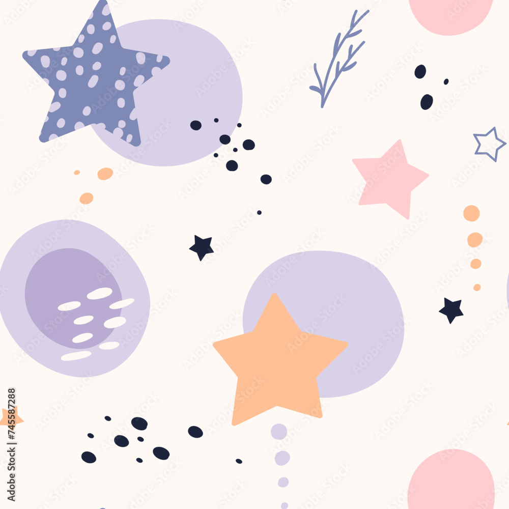 Bohemian baby pattern. Seamless baby pattern in boho style. Bohemian pattern for kids with organic shapes and stars on white background. Bohemian baby pattern. Seamless baby pattern in boho style. Bohemian pattern for kids with organic shapes and stars on white background.