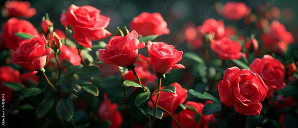 A field of beautiful red roses A field of beautiful red roses