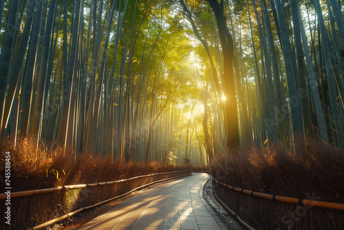 Bamboo forest in Japan, Kyoto. photo