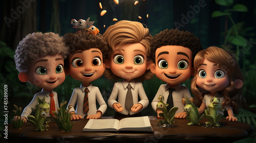 Children's book cartoon style characters