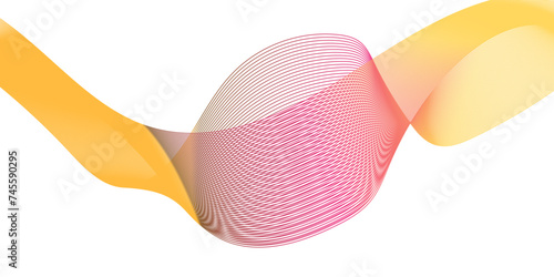 Minimal technology futuristic yellow and gray  carve wave lines abstract background. Modern transparent Line art striped graphic template. Thin line wavy abstract vector background. Curve wave.