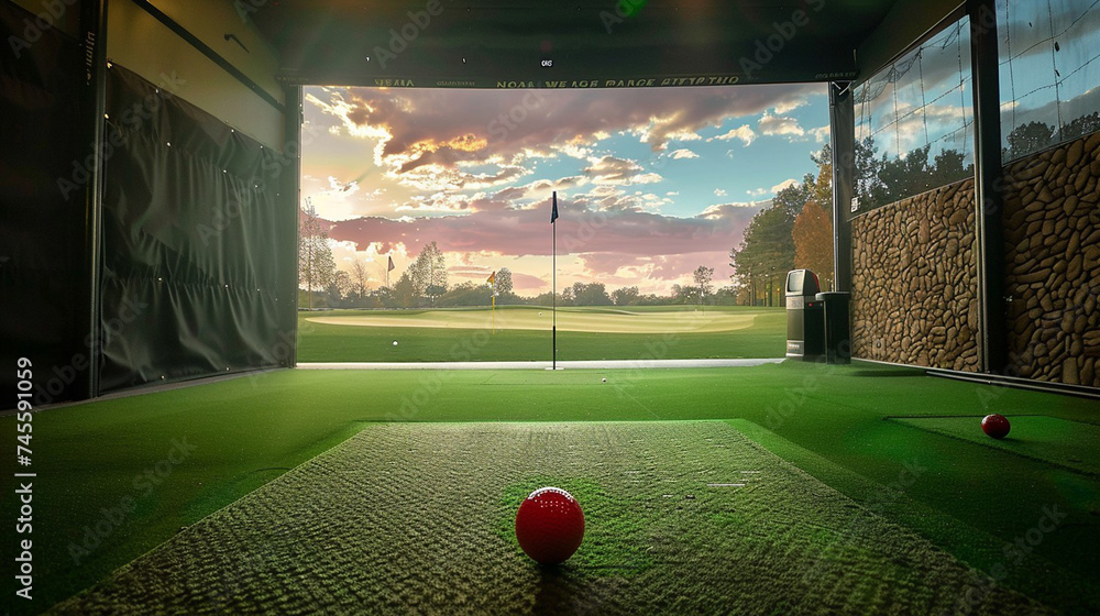 Driving Range Golf Simulation - obrazy, fototapety, plakaty 