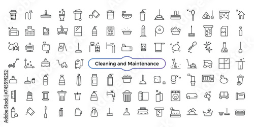 Cleaning and Maintenance Icons Pack on Housing and Communal Services Cleaning Service Icon Collection.