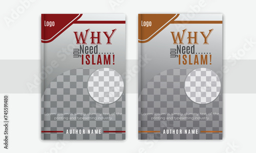 Islamic book cover design. Illustration vector layout template.