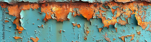 Decaying Rusty Metal Surface With Peeling Paint