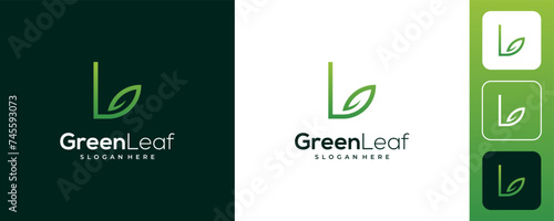 initial letter L leaf logo design vector