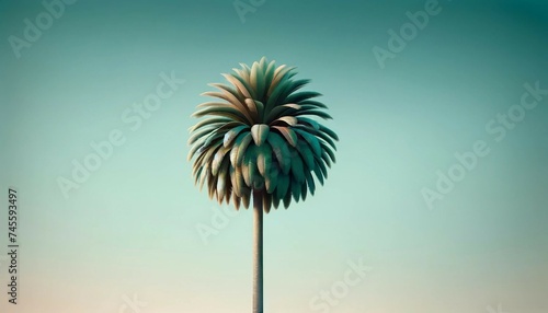 Summer of Serene Palm Tree Against Turquoise Gradient Sky