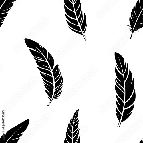 Feathers silhouettes seamle...
