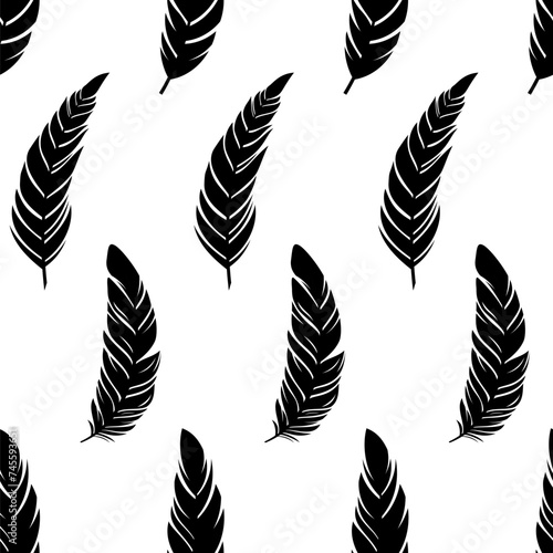 Feathers silhouettes seamle...