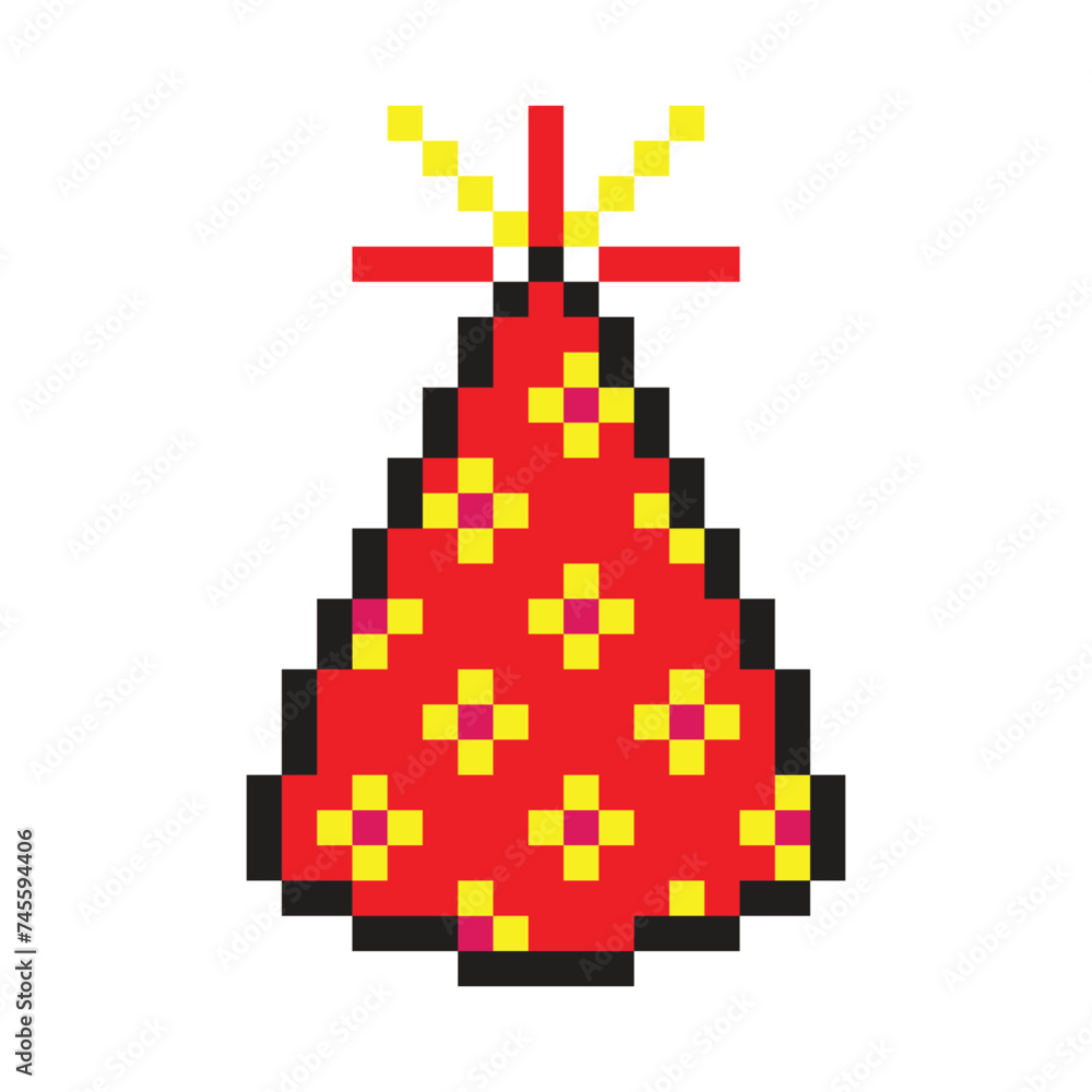 Fototapeta premium Birthday party hat pixel art