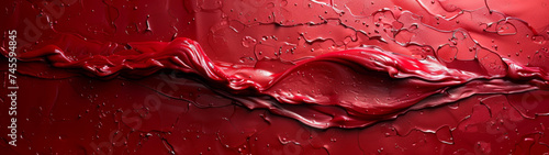 Red Painting With Water Drops