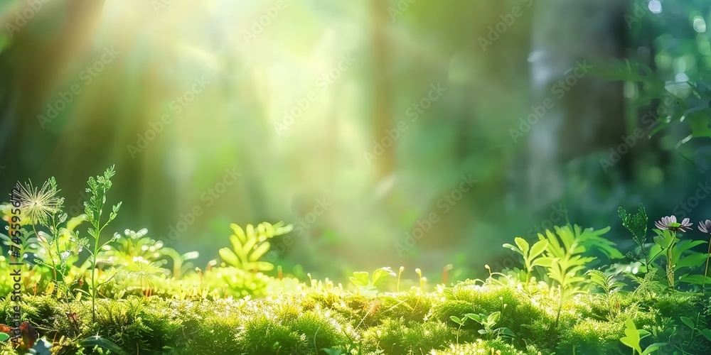 An Illustration of Green Environment with Sunshine. Made with Generative AI Technolog