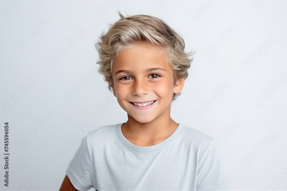Portrait of a cute little boy with blond hair smiling at camera Portrait of a cute little boy with blond hair smiling at camera