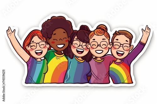 LGBTQ Sticker enthralling design. Rainbow trusting love motive love self empowerment diversity Flag illustration. Colored lgbt parade demonstration progress. Gender speech and rights occasion