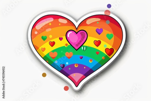 LGBTQ Sticker empathy sticker design. Rainbow attachment motive graphic sticker diversity Flag illustration. Colored lgbt parade demonstration lgbtq event. Gender speech and rights linen white