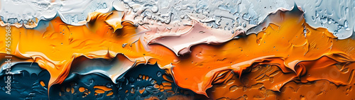 Close-Up of a Painting With Orange and Blue Colors
