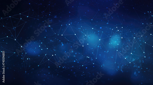 Abstract Digital Network Connections on Blue Background