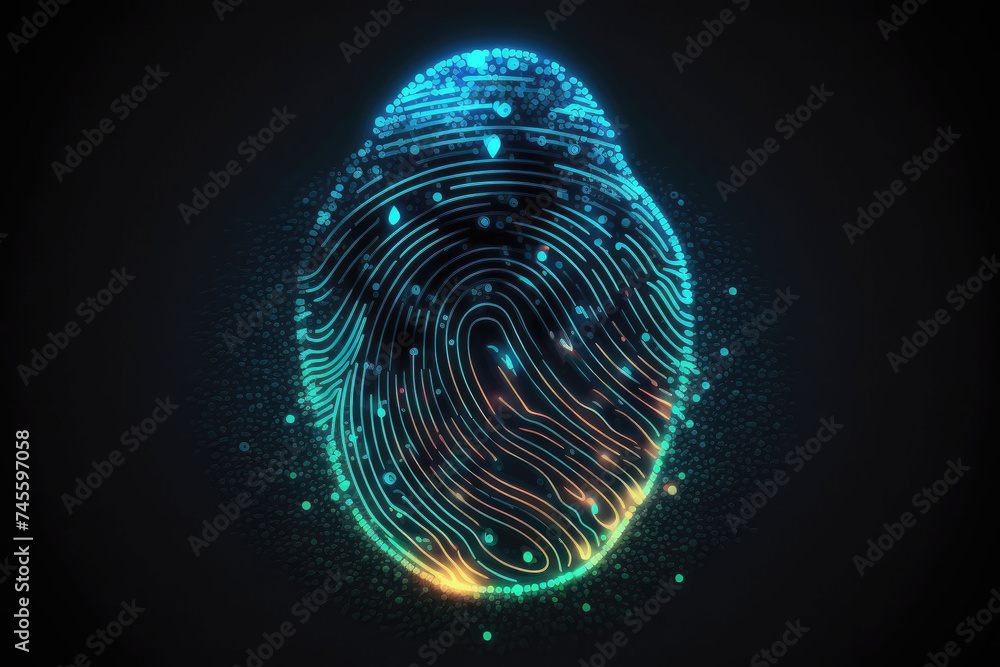 Futuristic Glowing Digital Fingerprint for Security Futuristic Glowing Digital Fingerprint for Security