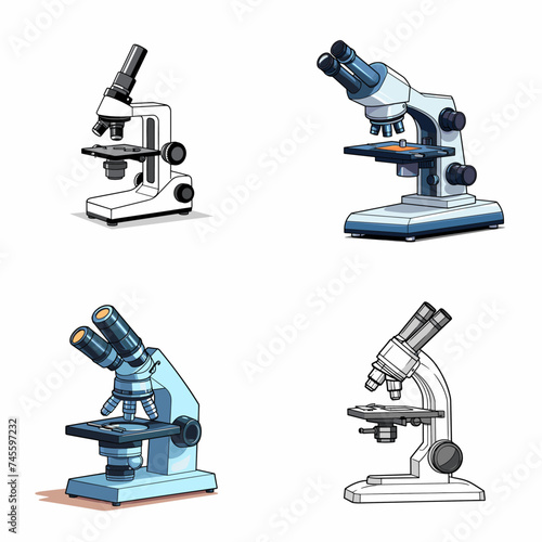 Digital Microscope (Magnification Device). simple minimalist isolated in white background vector illustration