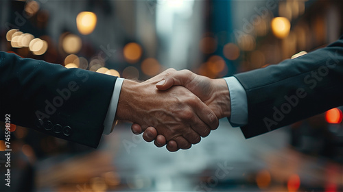 Exchange broker shaking hands with businessman