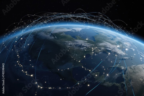 Global Network Connectivity Illustrating International Trade