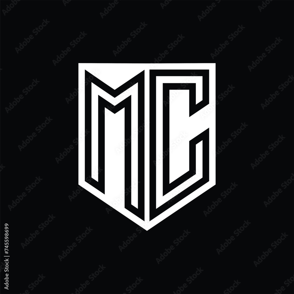 MC Letter Logo monogram shield geometric line inside shield design template MC Letter Logo monogram shield geometric line inside shield design template