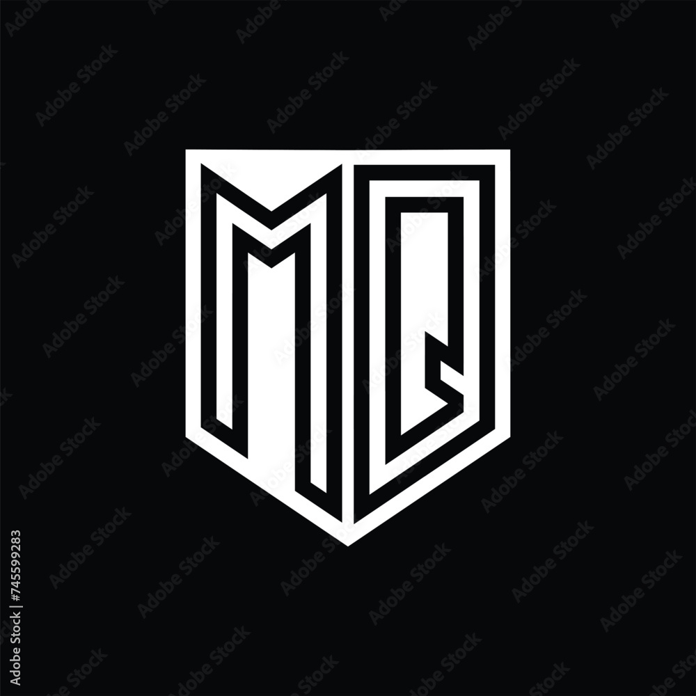 MQ Letter Logo monogram shield geometric line inside shield design template MQ Letter Logo monogram shield geometric line inside shield design template