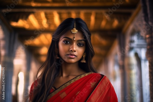 illustration of Real Photo of 20 year old indian hindu girl, Generative ai