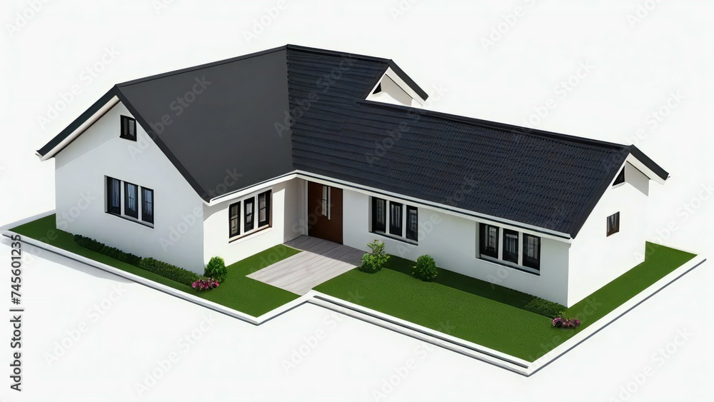 Stylish and compact 3D rendering of a contemporary home design. Concept for real estate or property. Stylish and compact 3D rendering of a contemporary home design. Concept for real estate or property.