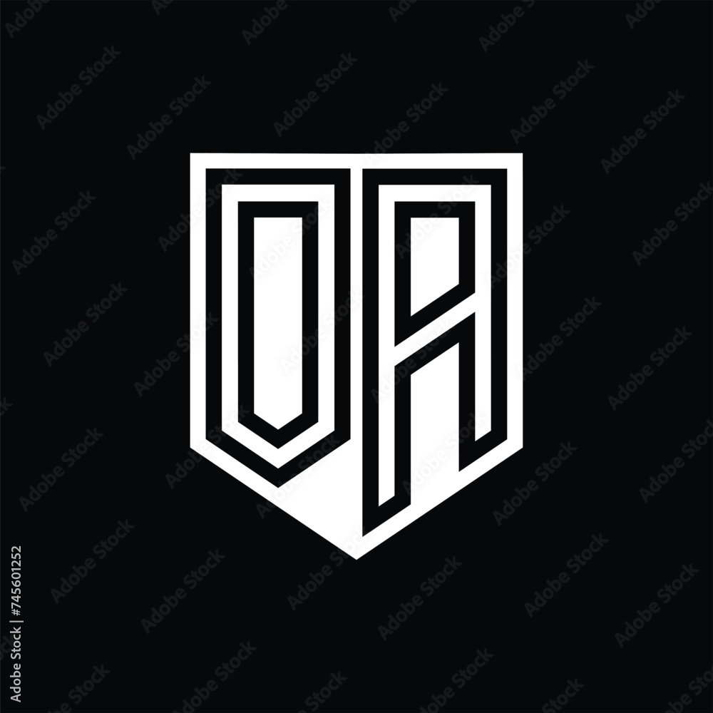 OA Letter Logo monogram shield geometric line inside shield design template OA Letter Logo monogram shield geometric line inside shield design template