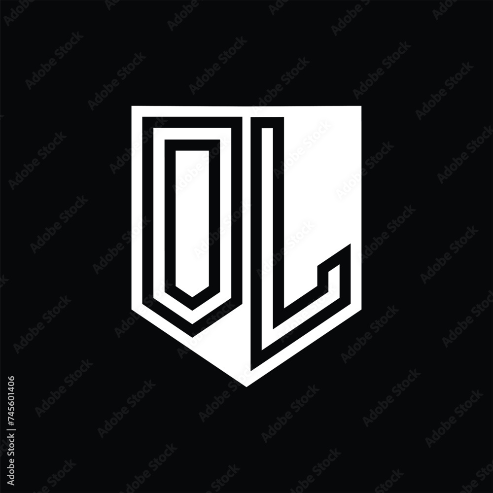 OL Letter Logo monogram shield geometric line inside shield design template OL Letter Logo monogram shield geometric line inside shield design template