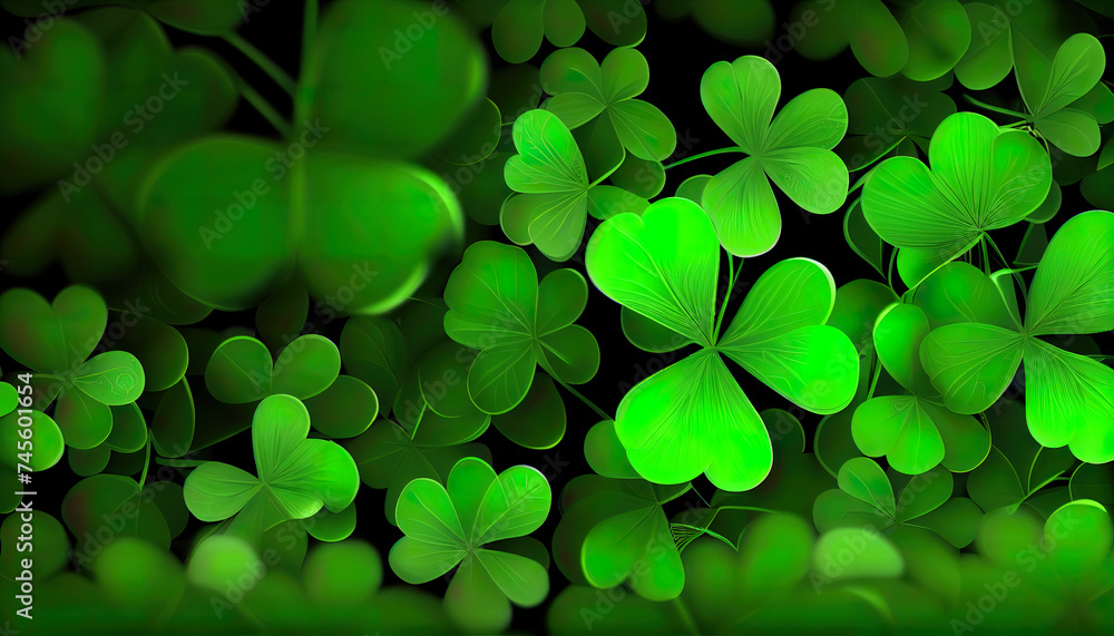 Clover background for St. Patricks Day. Ai render. Clover background for St. Patricks Day. Ai render.