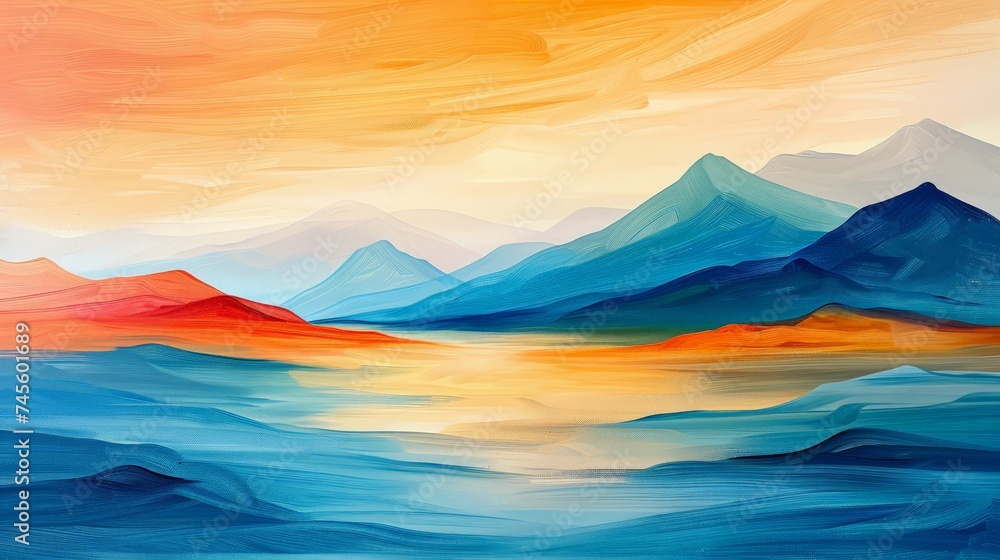 A serene landscape painted with the principles of color theory showcasing the beauty of visual harmony