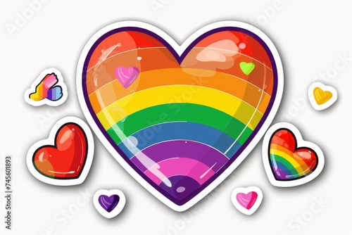 LGBTQ Sticker amicable sticker design. Rainbow sincere motive entrancing diversity Flag illustration. Colored lgbt parade demonstration collective problem-solving. Gender speech and rights path